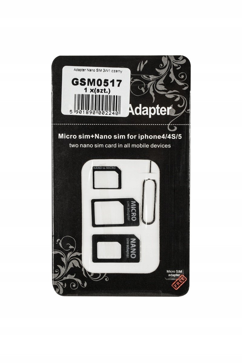 Nano Sim adaptér 3W1 černý