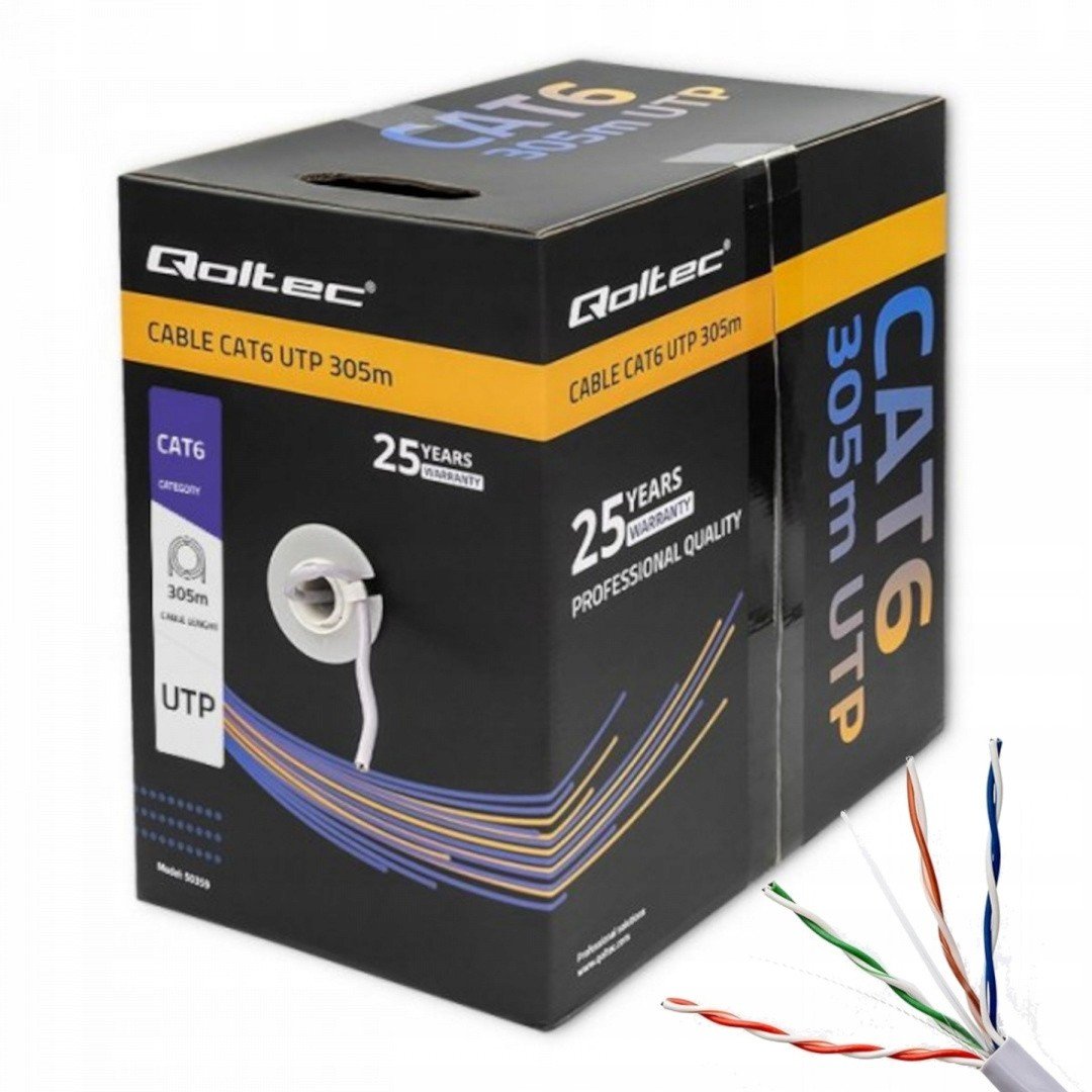 Síťový Kabel Lan Utp CAT6 305M Qoltec Internet