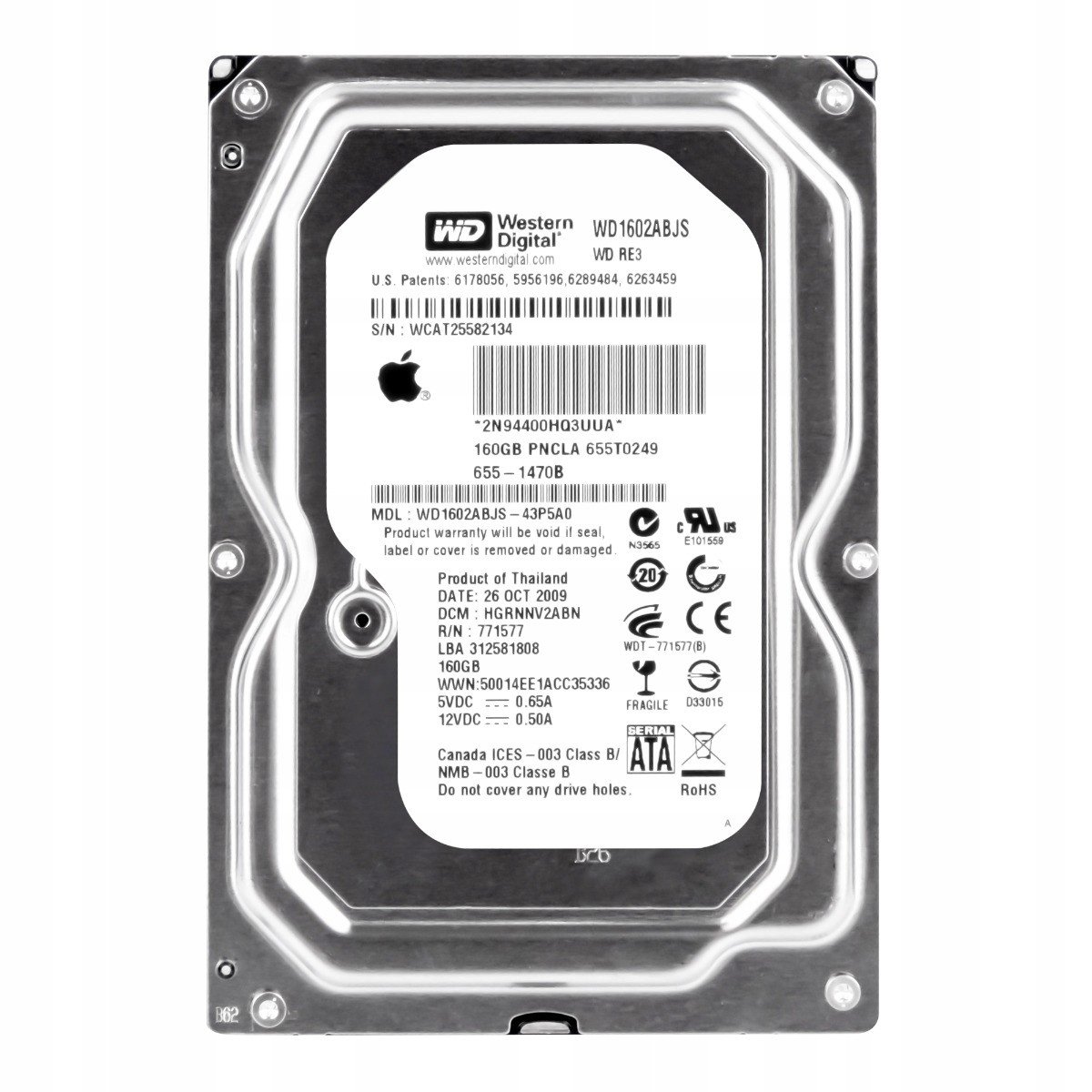 Wd RE3 160GB 7.2K 8MB Sata II 3.5'' WD1602ABJS