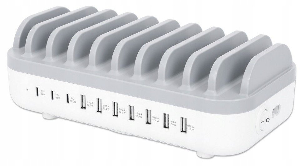 Nabíjecí stanice 10-Port 120W 3xUSB-C Pd 7xUSB-A