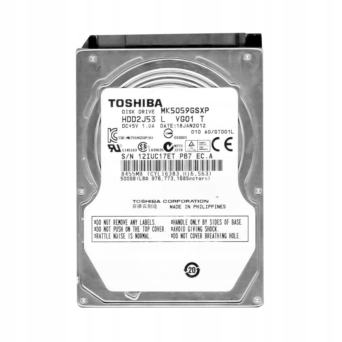 Toshiba 500GB 5,4k 8MB Sata II 2,5'' MK5059GSXP