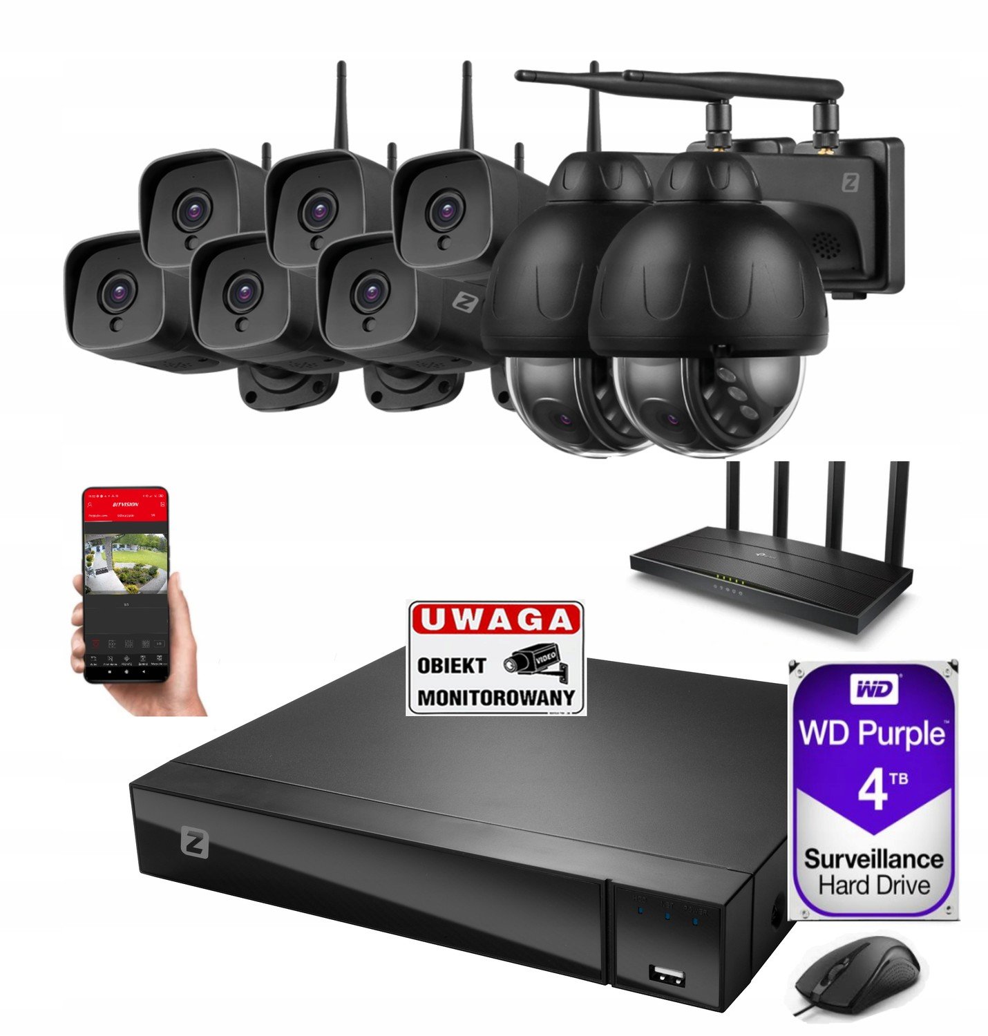 Sada pro Monitoringu 8 WiFi kamer 5Mpx 4TB