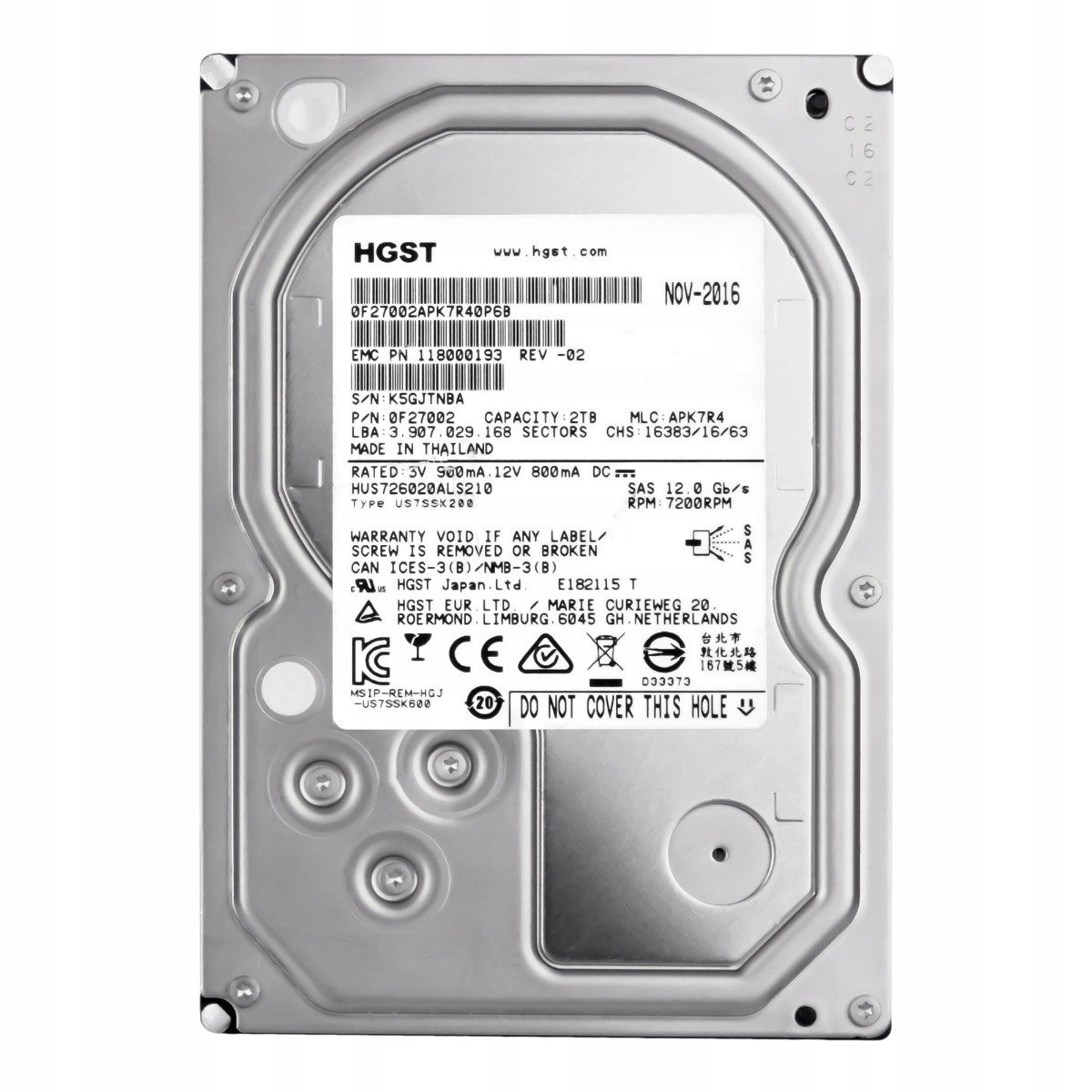 Hgst 2TB 7.2K 128MB SAS-3 3.5'' HUS726020ALS210