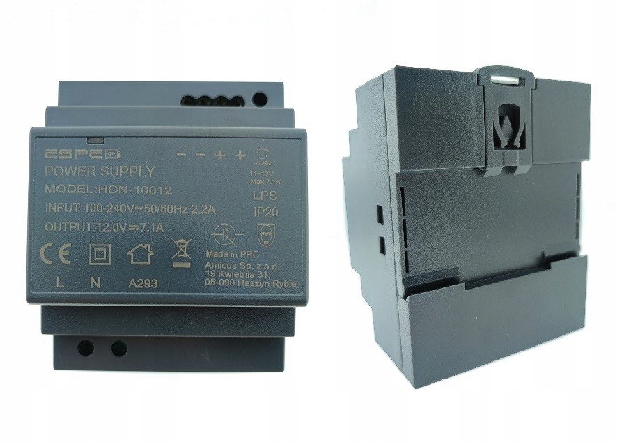 Napájecí adaptér na Din lištu 12V 7,1A 85W Espe HDN-10012