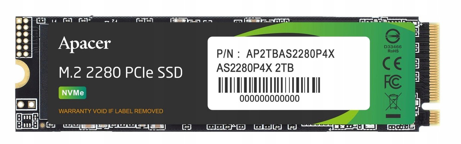 Apacer AS2280P4X 2TB M.2 PCIe NVMe Gen3 x Ssd