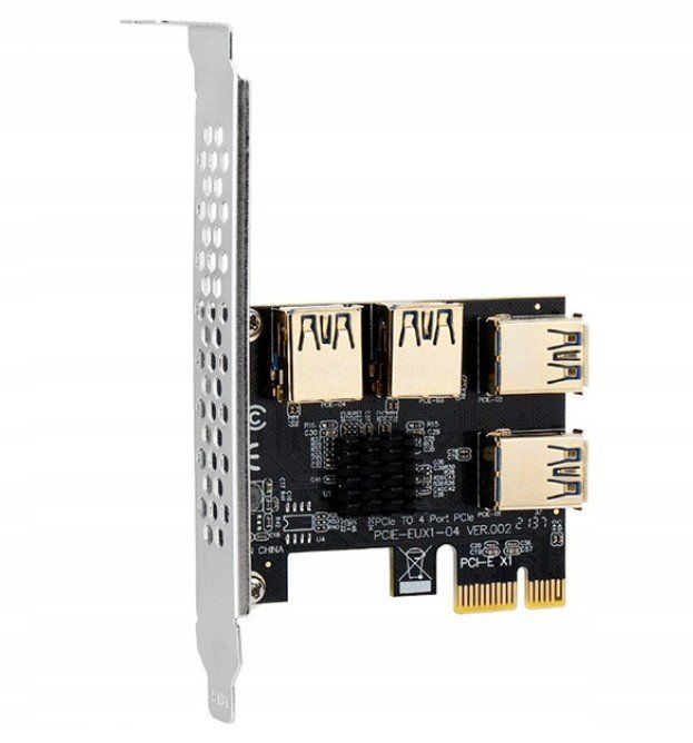 Adaptér Riser Pci-e 1x na 4x Usb 3.0 do bagru