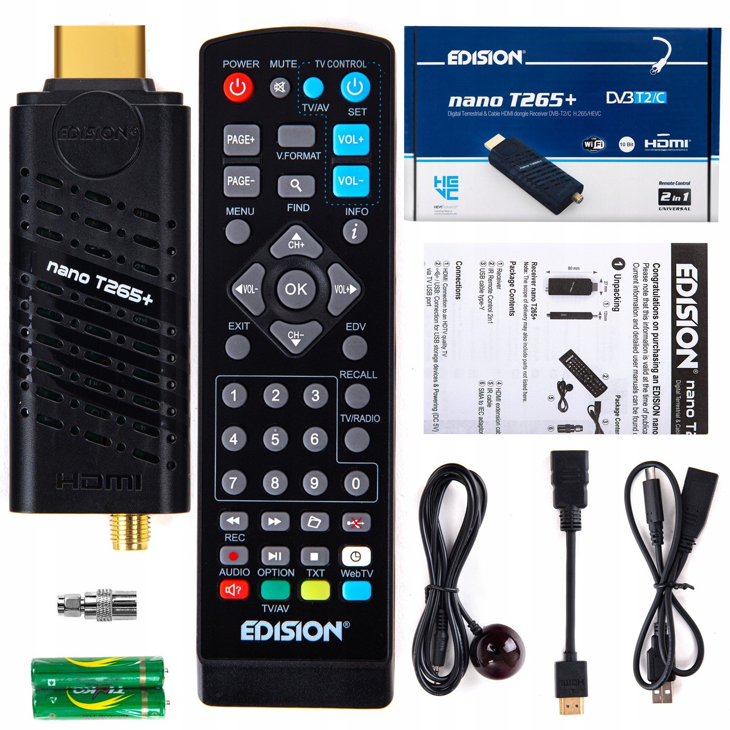 Dekodér tuner pro pozemní vysílání DVB-T2/C Hdmi