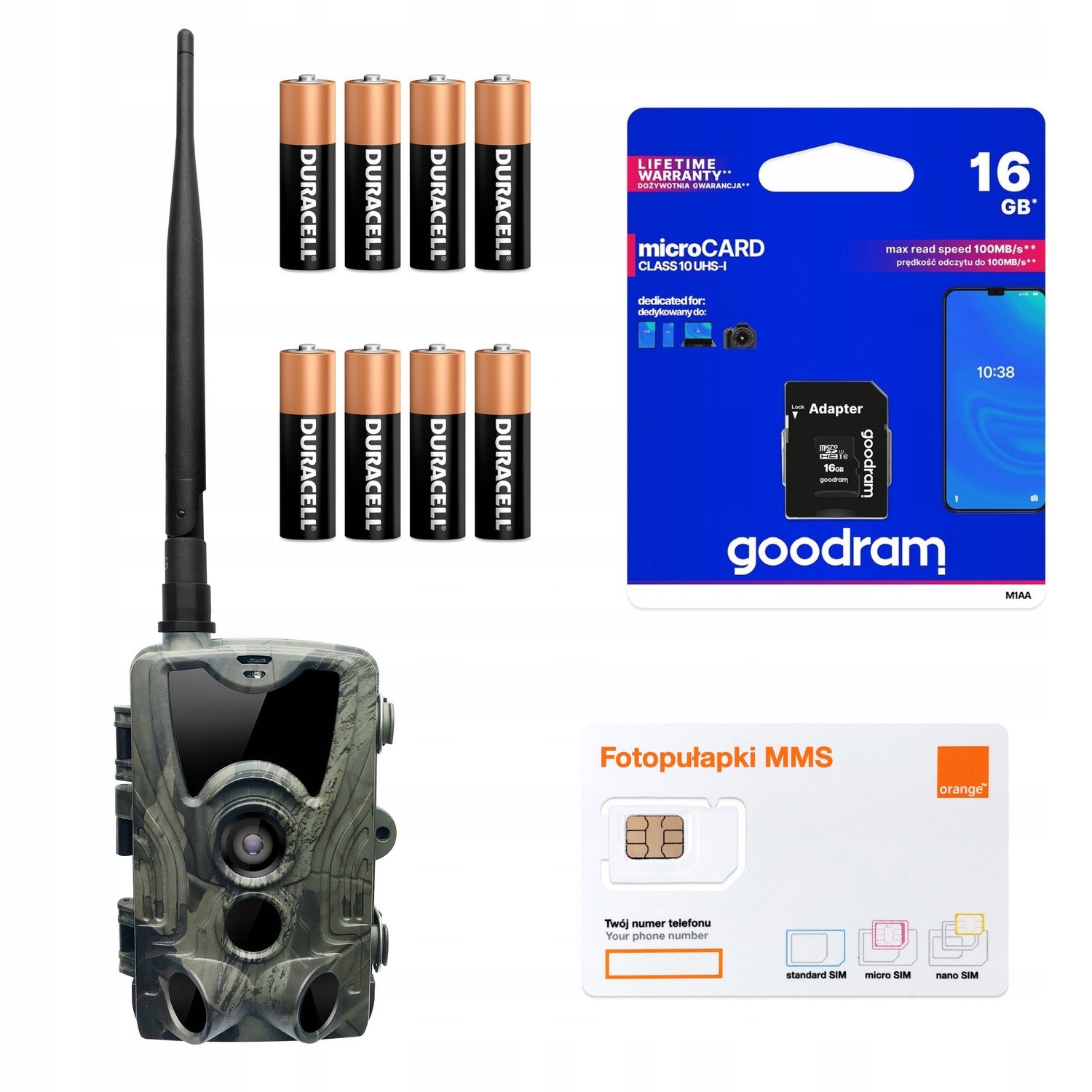 Fotopast HC801M Sim Sd GoodRam 16GB Duracell