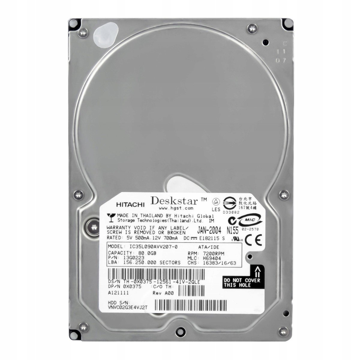 Dell 0X0375 80GB 7,2K Ata 3,5'' IC35L090AVV207-0