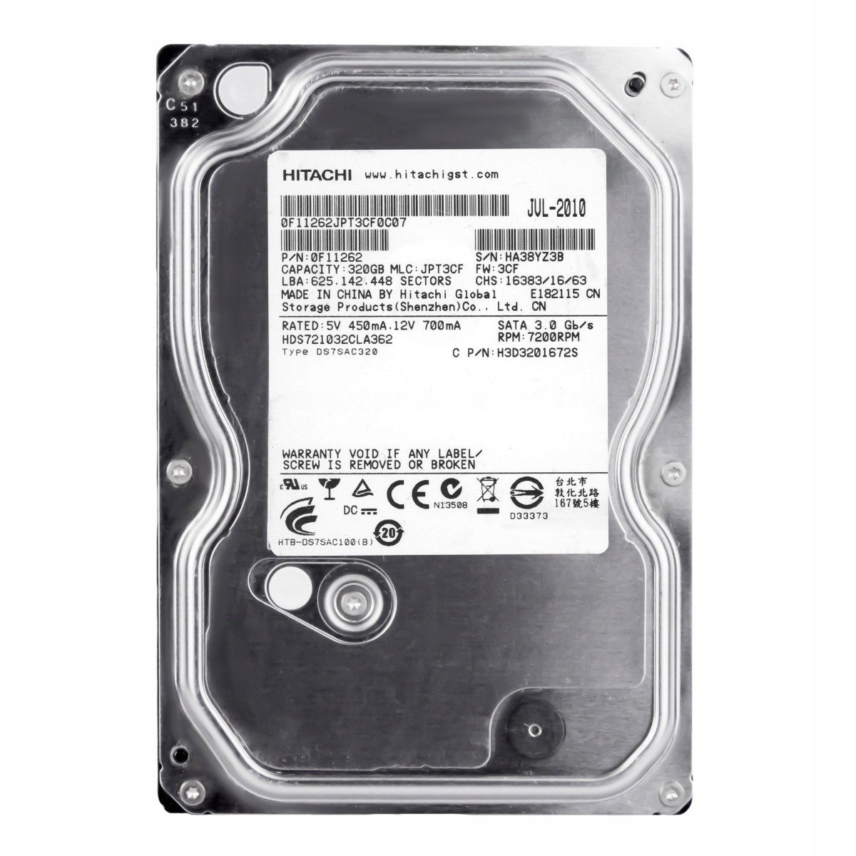 320GB 7.2k Sata II 3.5'' HDS721032CLA362