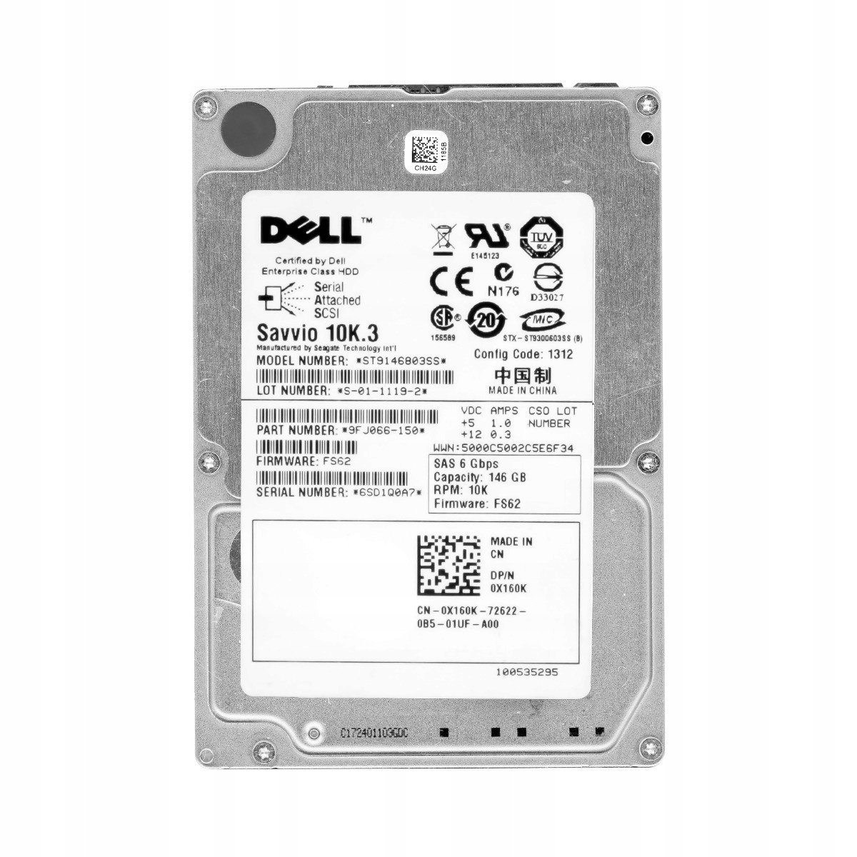Dell 0X160K 146GB 10K 16MB SAS-2 2,5'' ST9146803SS