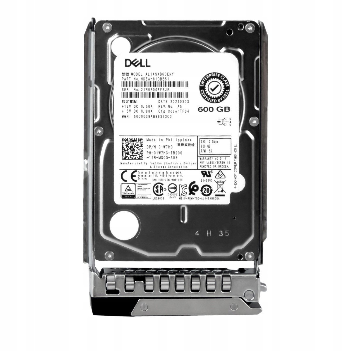 Dell 01W7HC 600GB 15K 128MB SAS-3 2.5 AL14SXB60ENY