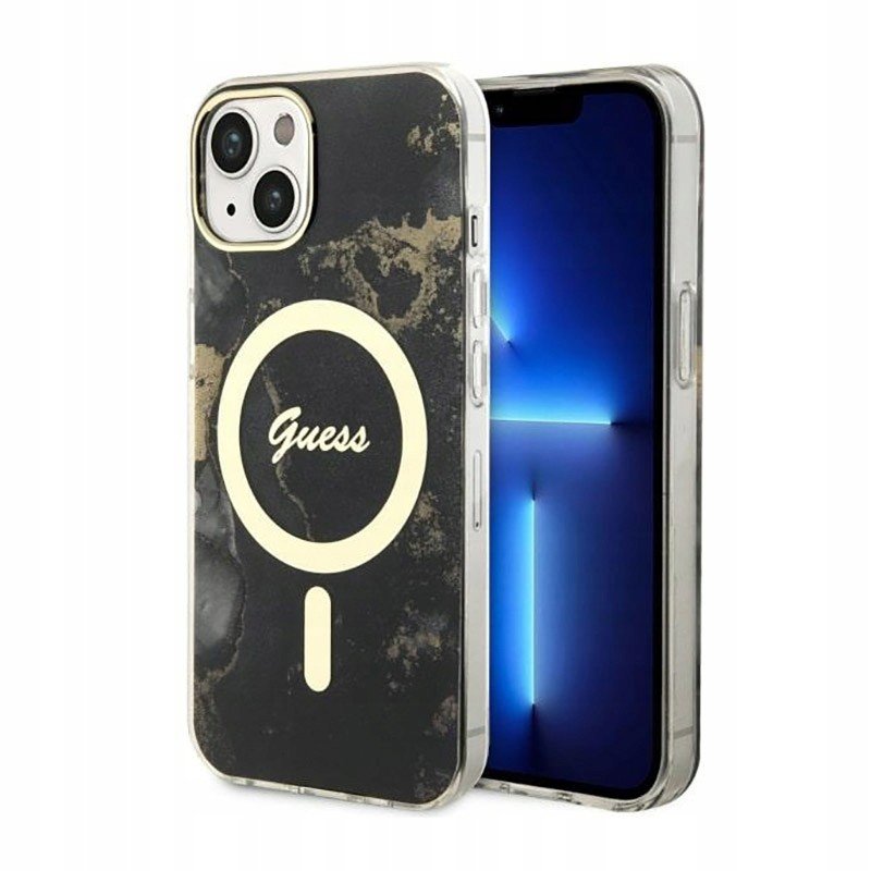 Guess Golden Marble MagSafe pouzdro na iPhone 14 Plus