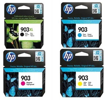 Set 4 Tuší Hp 903 Cmy černá 903XL T6M15AE