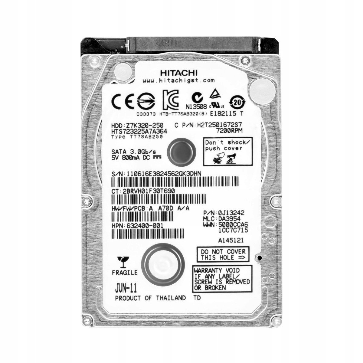 250GB 7.2K Sata II 2.5'' HTS723225A7A364