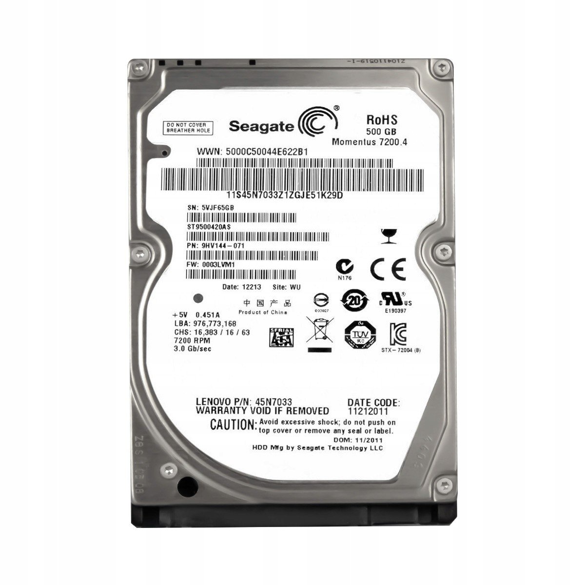Seagate 500GB 7.2K Sata II ST9500420AS Fw 0003LVM1