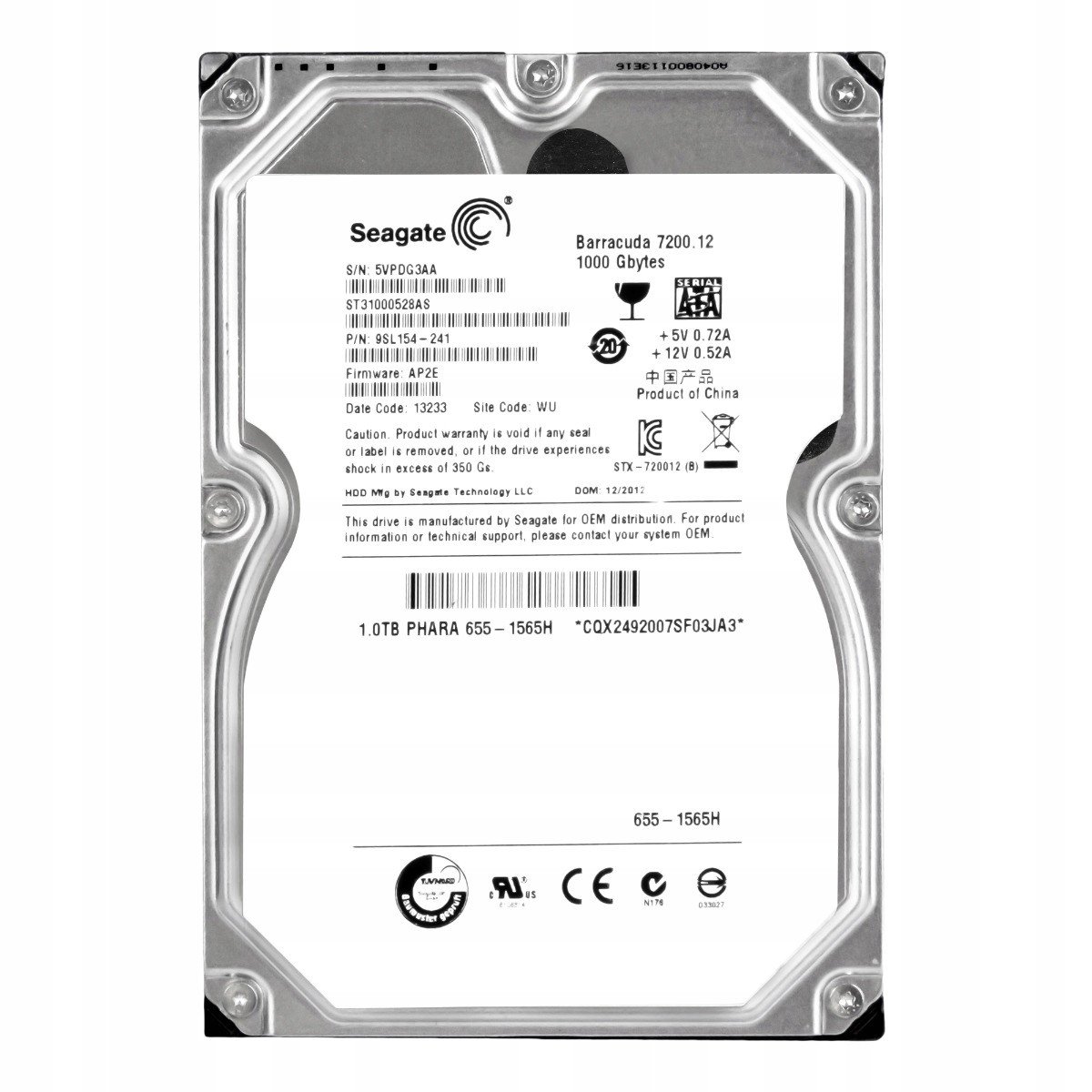 Apple 655-1565H 1TB 7.2k Sata II 3.5' ST31000528AS