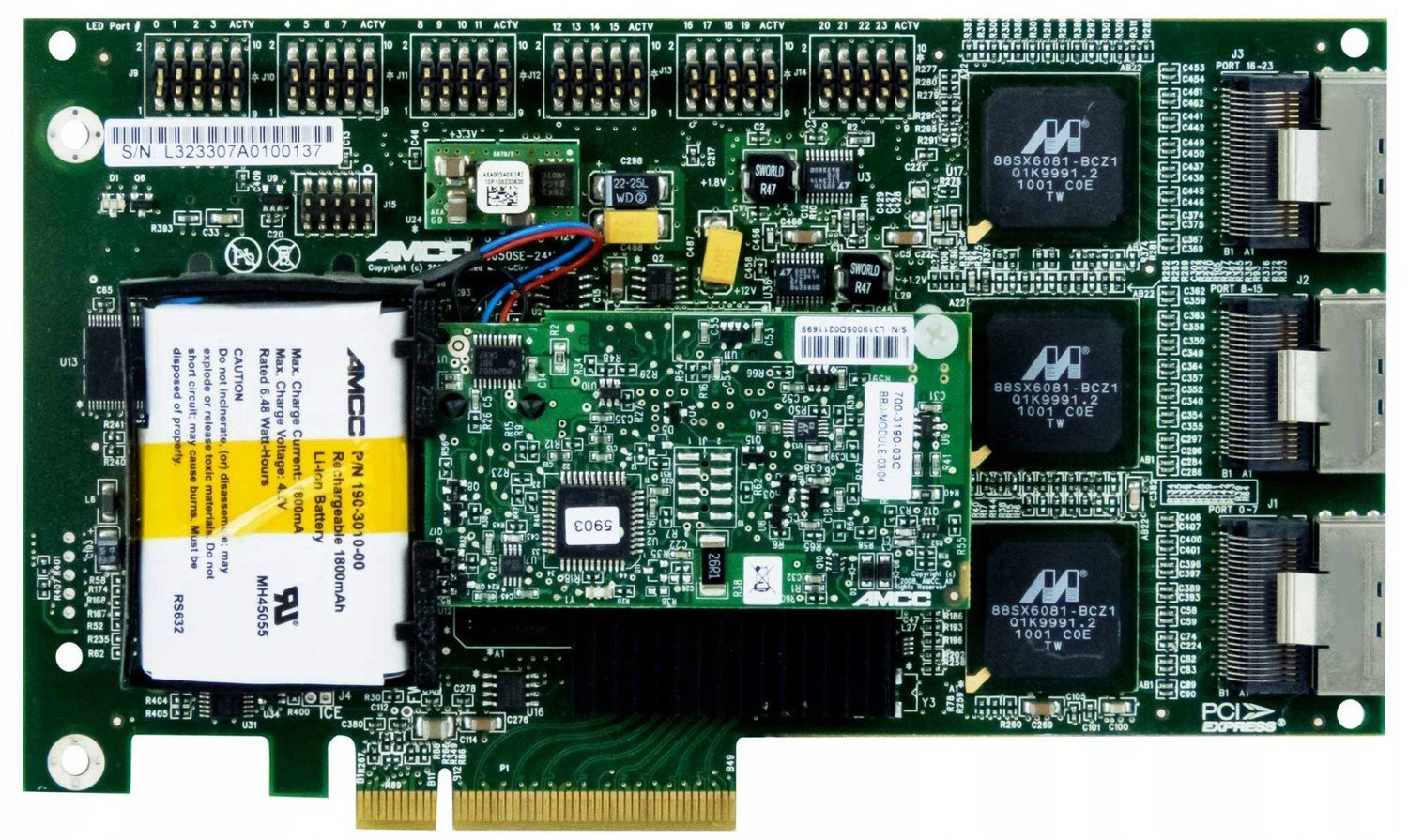 Lsi 3WARE 9650 -24MB 24-PORT Sata Pcie Raid Bbu