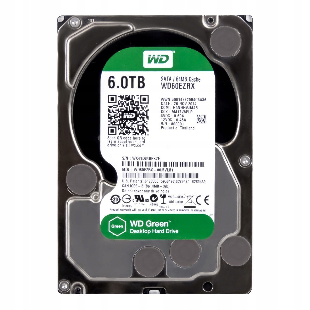Wd Green 6TB 5.4K 64MB Sata III 3.5'' WD60EZRX