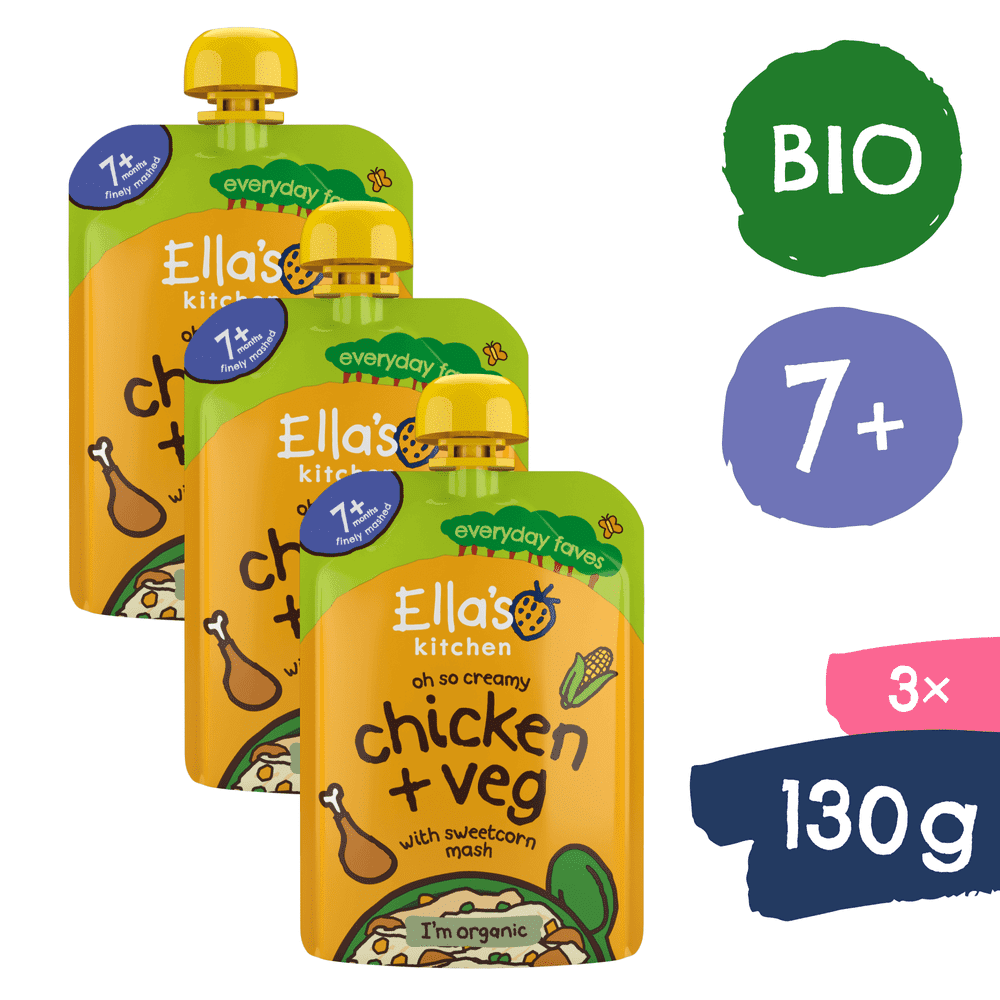 Ella's Kitchen BIO Kuřátko s kukuřičnou kaší (3× 130 g)