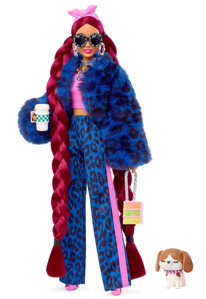 Mattel Barbie Extra Modrá teplákovka s leopardím vzorem GRN27