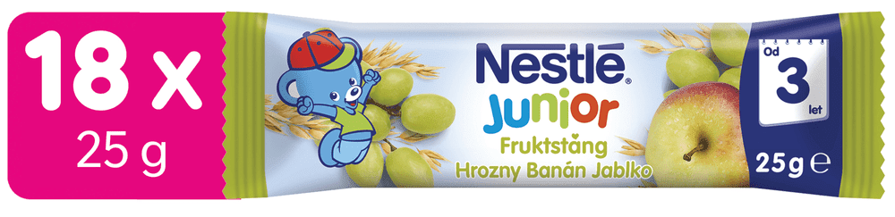 Nestlé Ovocno-obilná tyčinka hrozno, jablko a banán 18x25 g