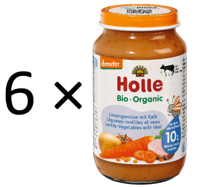 Holle Bio čočka se zeleninou a telecím 6 x 190 g