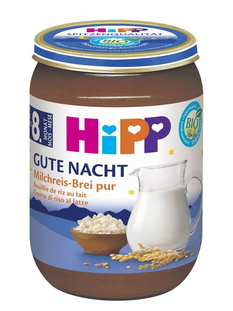 HiPP BIO Kaše na dobrou noc rýžová 6 x 190 g, od 8. měsíce