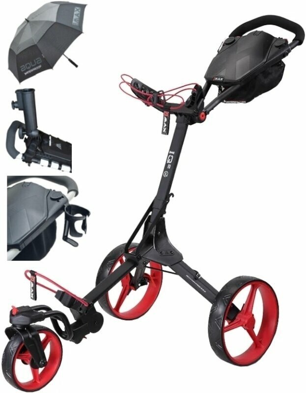 Big Max IQ² 360 Deluxe SET Phantom Black/Red Manuální golfové vozíky
