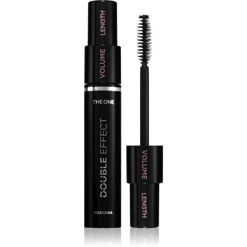 Oriflame The One Double Effect řasenka pro prodloužení, natočení a objem s kartáčkem 2 v 1 odstín Black 8 ml