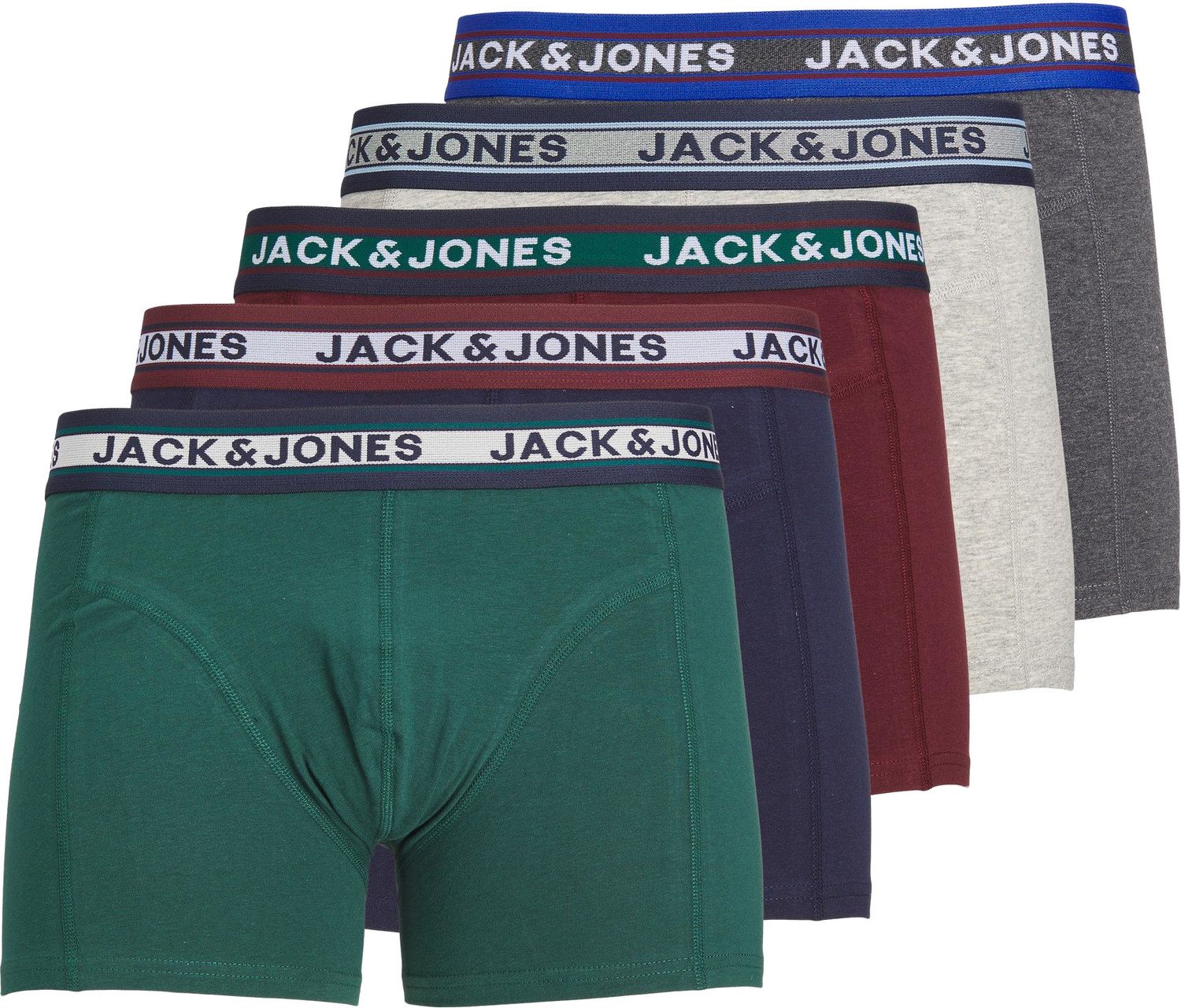 Jack&Jones 5 PACK - pánské boxerky JACOLIVER 12242050 Dark Grey Melange XXL