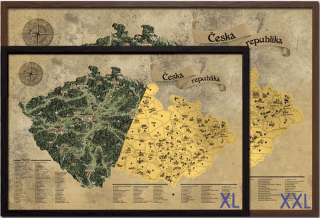 Stírací mapa Česka DELUXE XXL zlatá