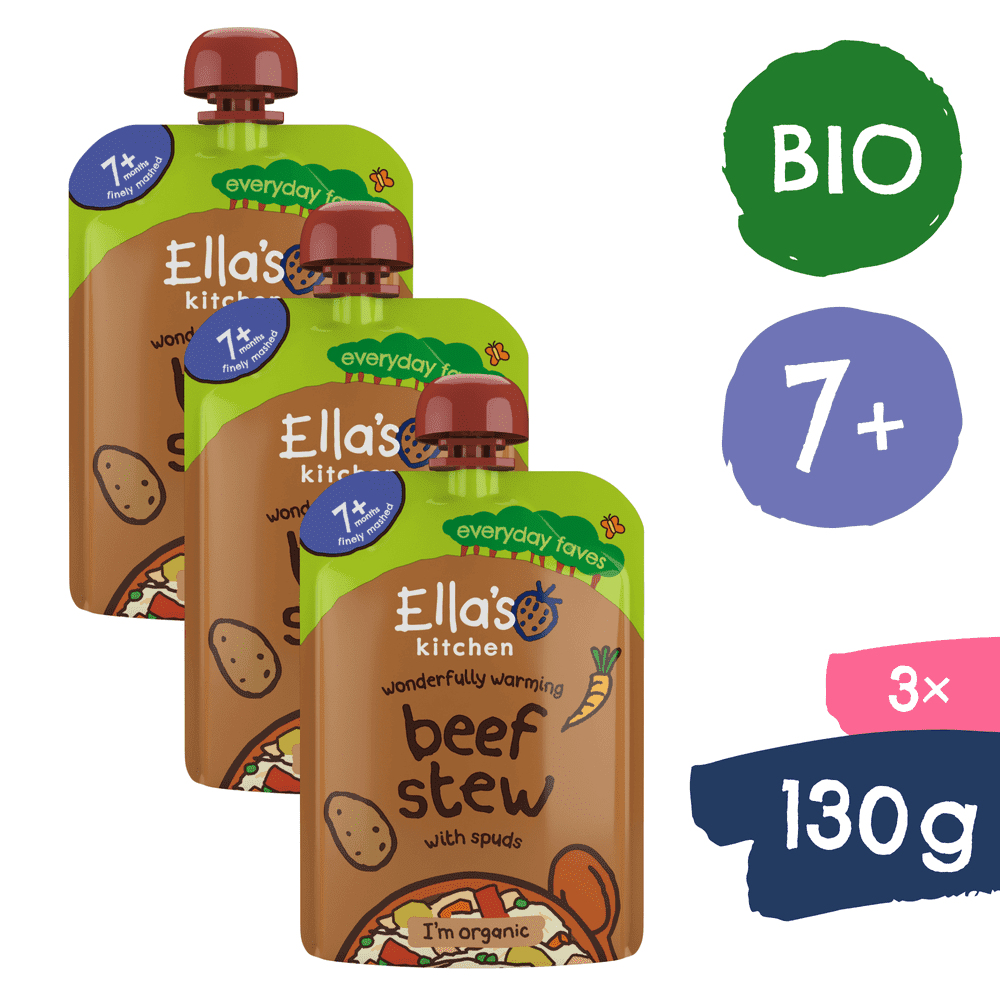 Ella's Kitchen BIO Dušené hovězí maso s bramborami (3× 130 g)