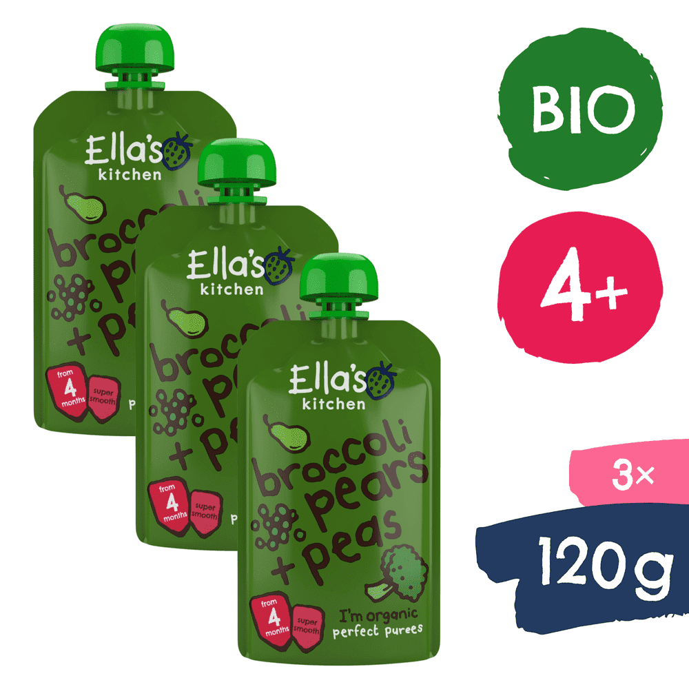 Ella's Kitchen BIO Hruška, hrášek a brokolice (3× 120 g)