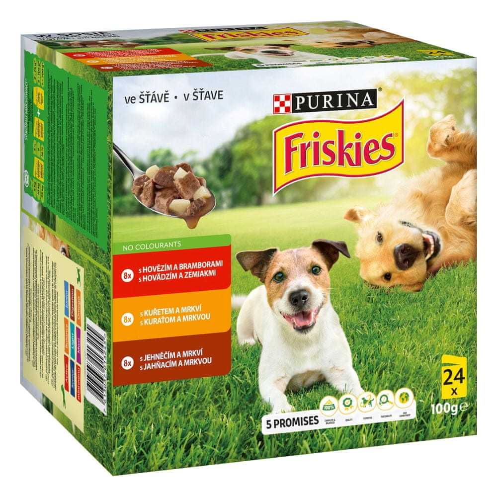 Friskies Dog adult multipack hovězí/kuře/jehněčí ve šťávě 4×(96×100 g)