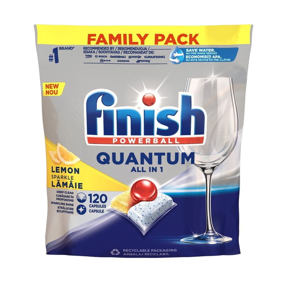 Finish Quantum All in 1 kapsle do myčky nádobí Lemon Sparkle 120 ks