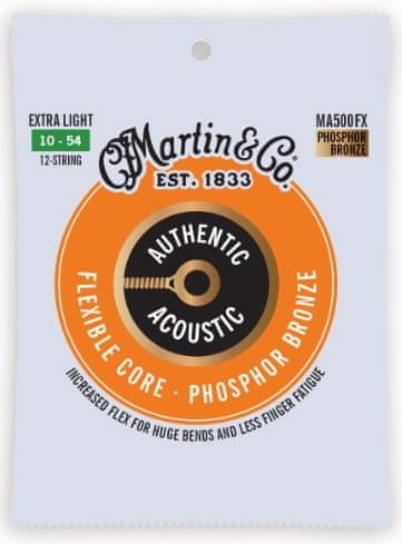 MARTIN Authentic Acoustic Flexible Core 92/8 Phosphor Bronze Custom Light 12-String (010