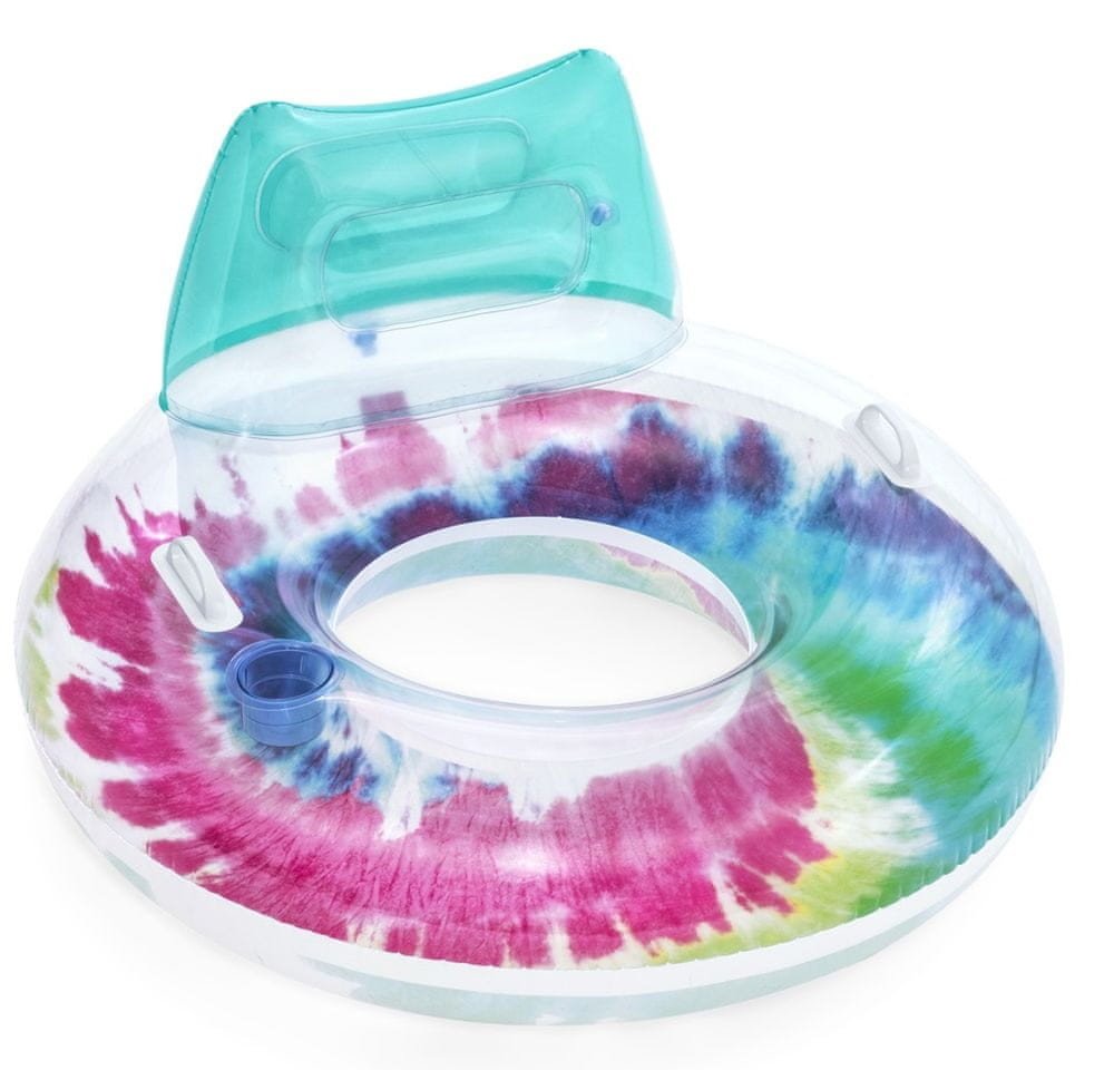 Bestway 43637 Nafukovací kruh/křeslo s úchyty Tie Dye, 118x117 cm