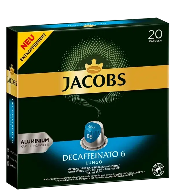 Jacobs Decaffeinato intenzita 6, 20 ks kapslí, kompatibilní s kávovary Nespresso
