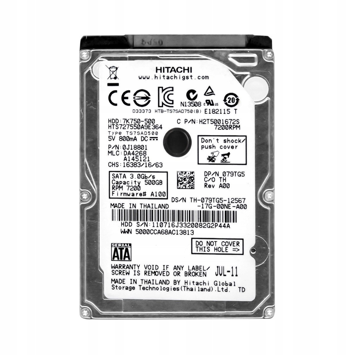 Dell 079TG5 500GB 7.2k Sata II 2.5 HTS727550A9E364