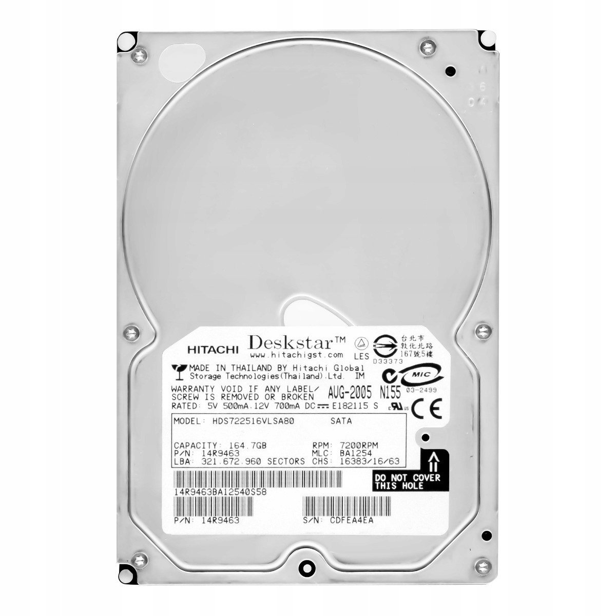 160GB 7.2K 8MB Sata 3.5'' HDS722516VLSA80