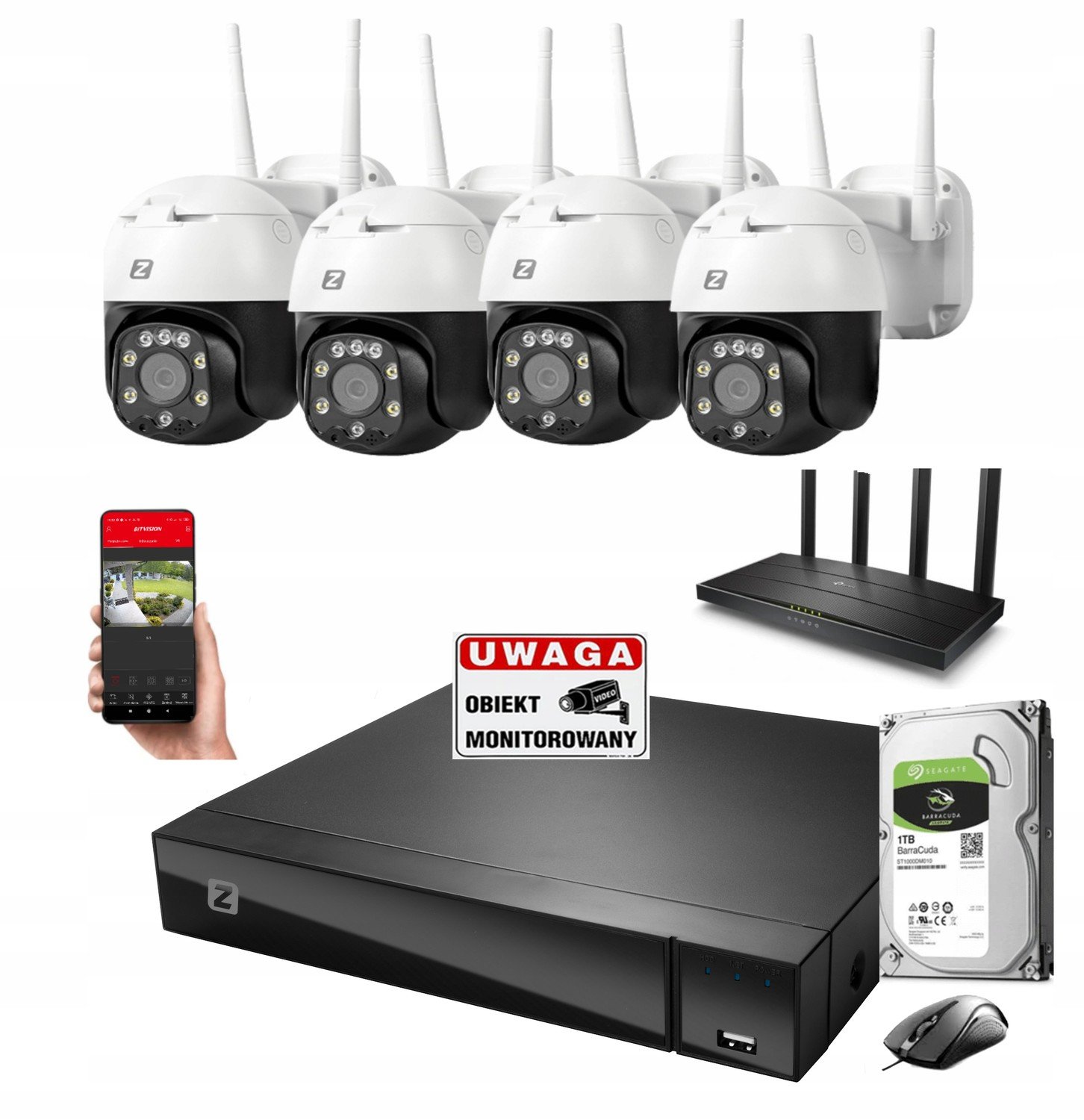 Sada Monitoringu WiFi 4 Kamery Otočné 5MPx