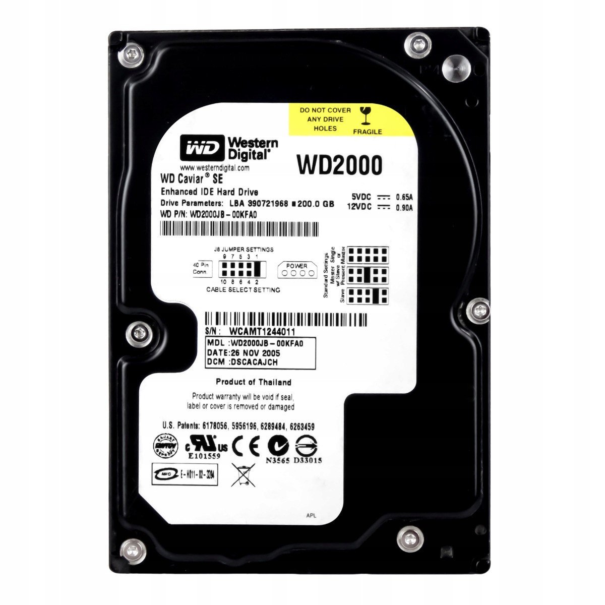 Wd Caviar 200GB 7.2K Ata 3.5'' WD2000JB-00KFA0
