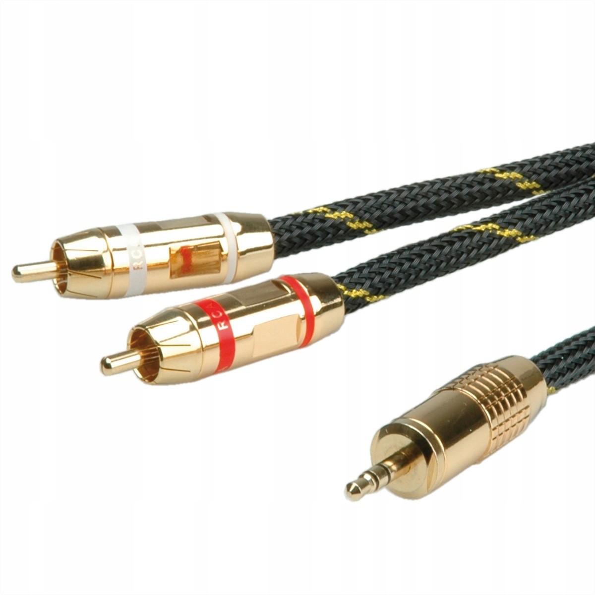 Audio kabel 3,5mm Stereo 2x Cinch Rca 2.5m zlatý