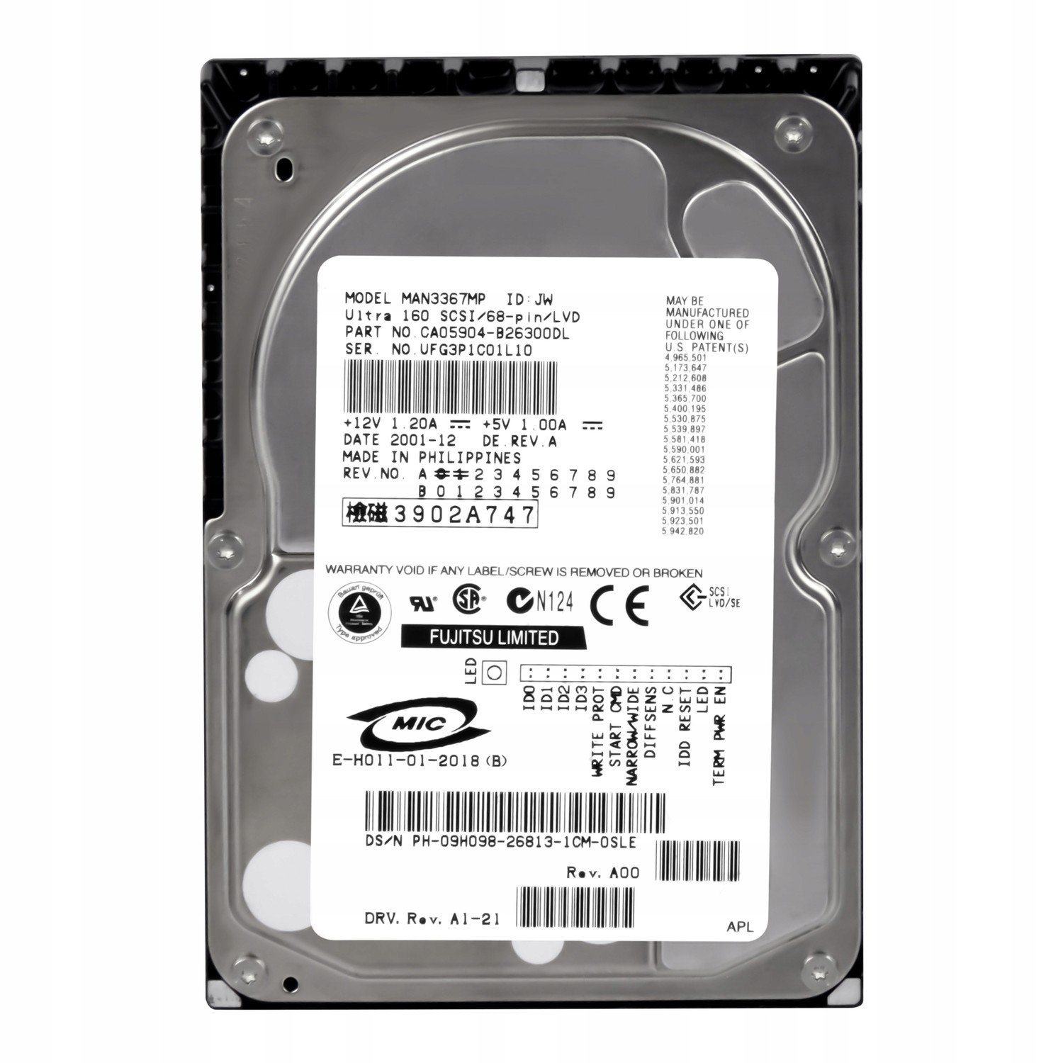 Dell 09H098 36,7 10K 8MB Scsi U160 3,5'' MAN3367MP