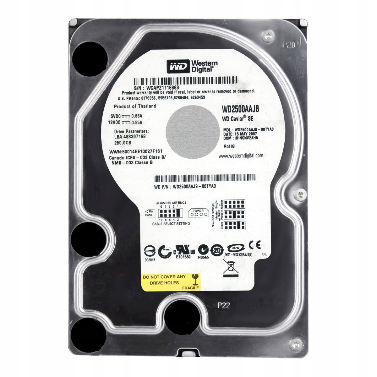 Wd Caviar 250GB 7.2K 8MB Ata 3.5'' WD2500AAJB