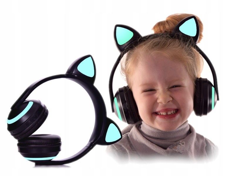 Bluetooth sluchátka Kočičí uši Podsvícená Led