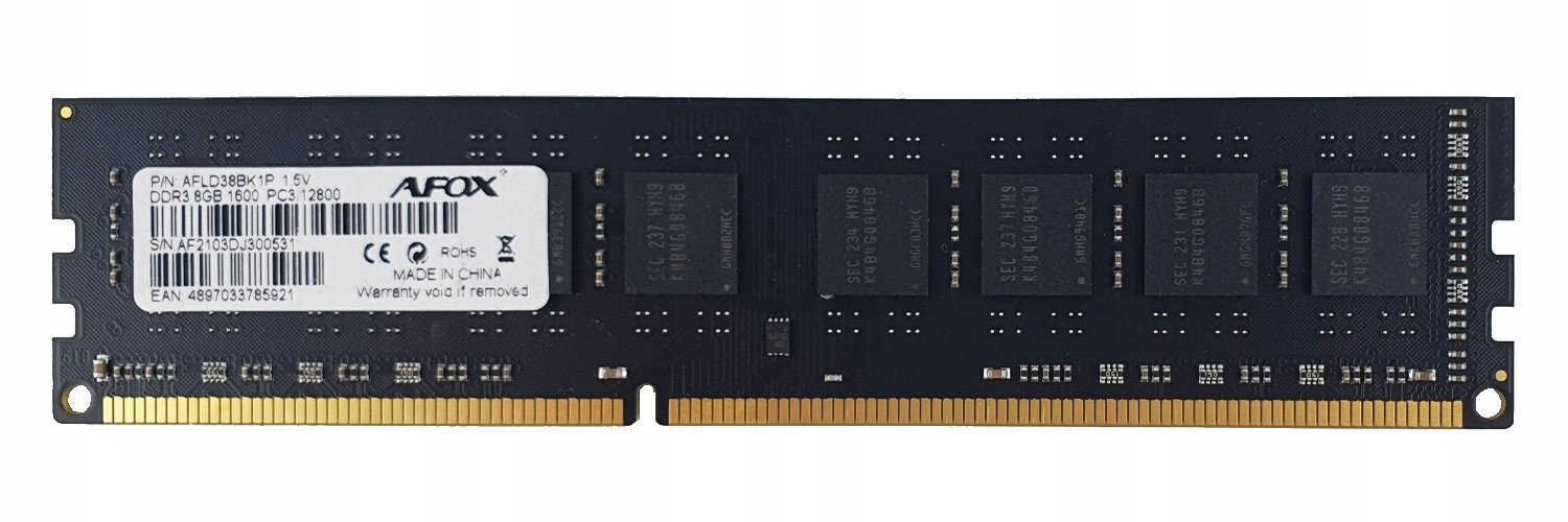 Afox operační paměti DDR3 8GB 1600MHz CL11 1x8GB