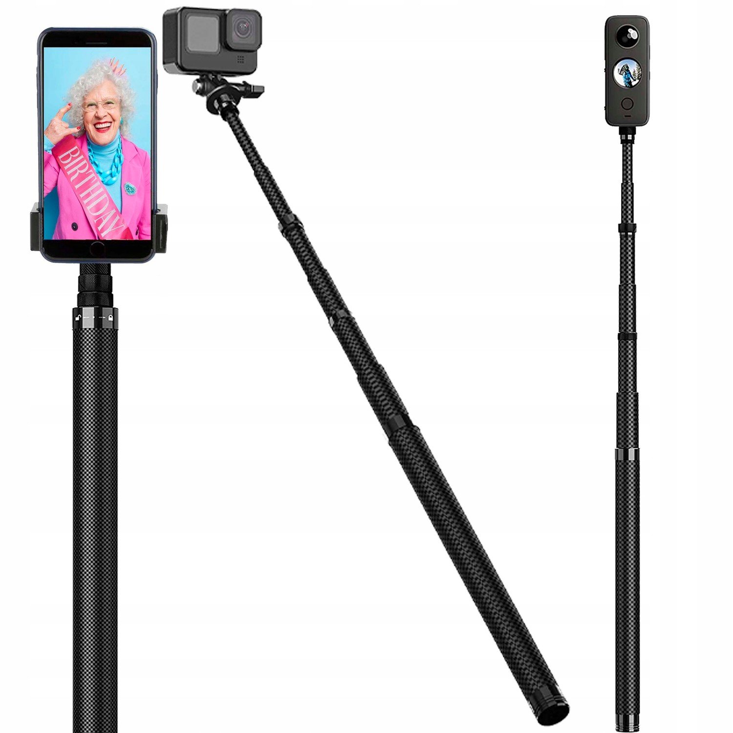 Selfie tyč 3 metry Karbonová pro telefon