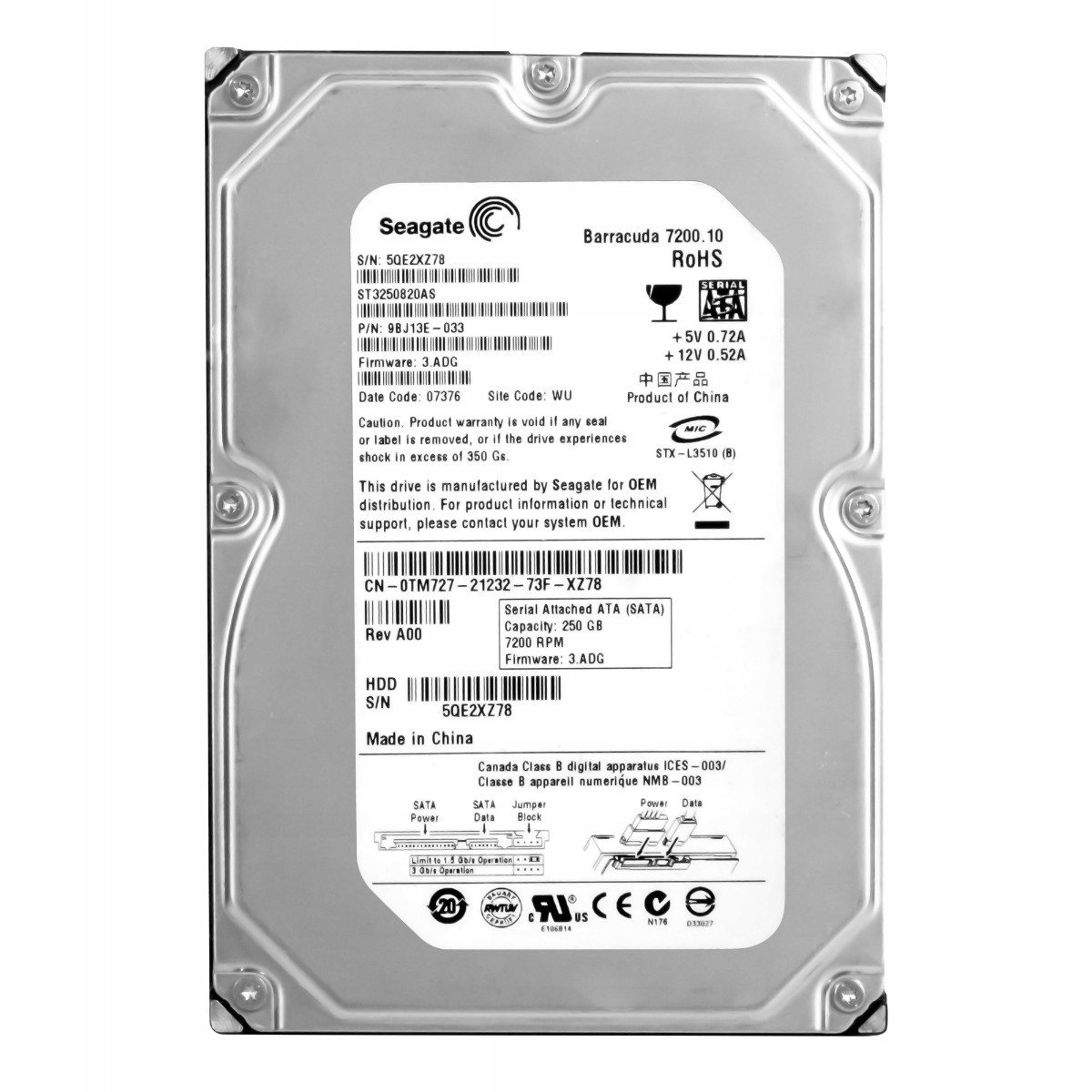 Dell 0TM727 250GB 7.2K Sata II 3.5'' ST3250820AS